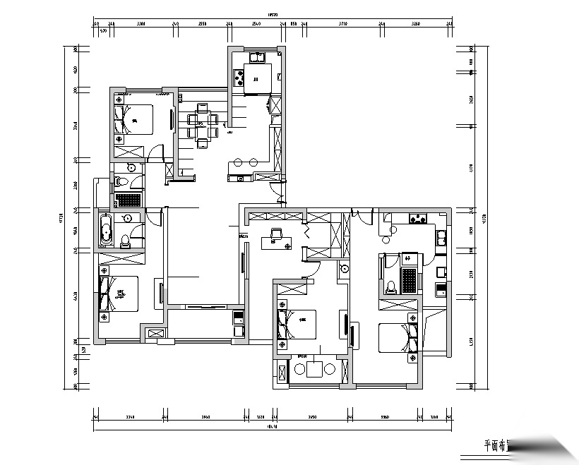[江苏]新中式意境-经典实景140平公寓三居室设计施工图施工图下载【ID:160495152】