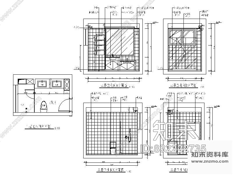 图块/节点主卧卫生间立面图施工图下载【ID:832222735】