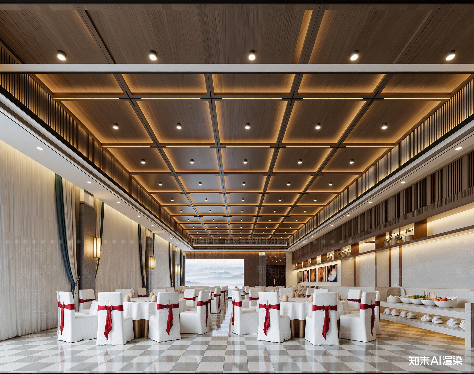 新中式自助餐厅3D模型下载【ID:1213934028】