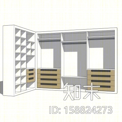 现代极简衣柜SU模型下载【ID:158824273】