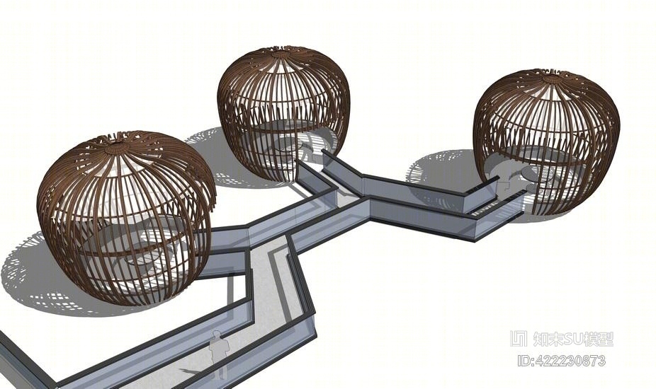 鸟笼景观座椅SU模型下载【ID:422230873】