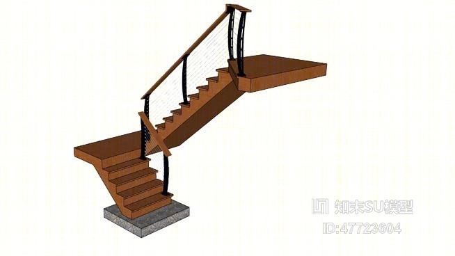 木艺楼梯SU模型下载【ID:47723604】