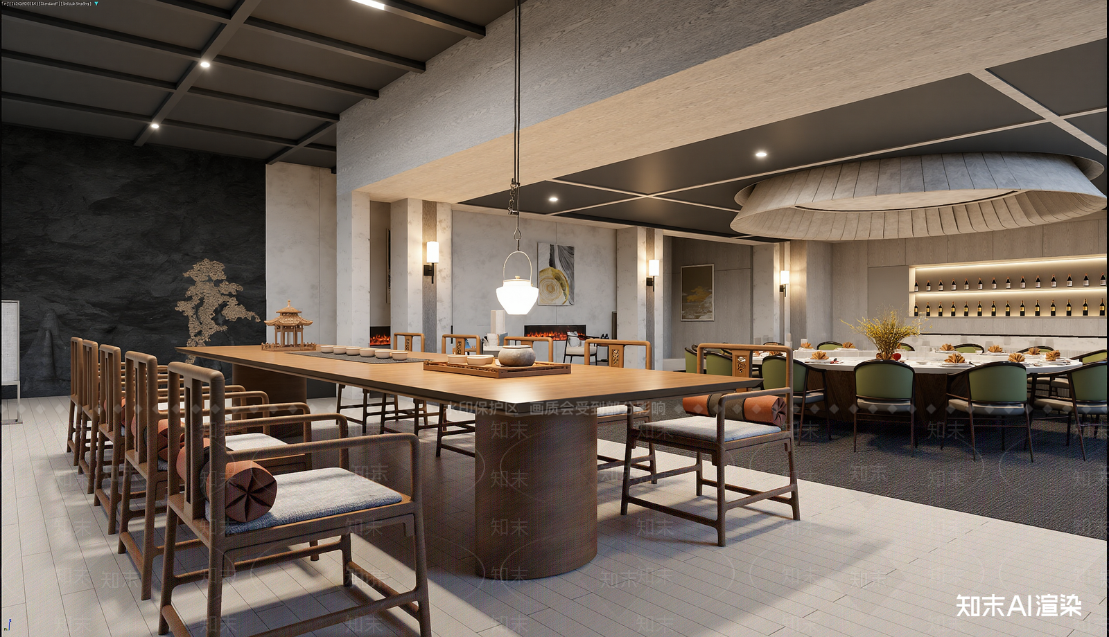 新中式中餐厅3D模型下载【ID:1221471021】