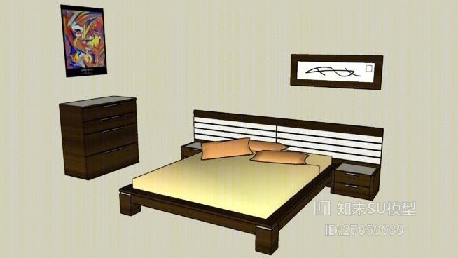 家居主卧室SU模型下载【ID:27650030】