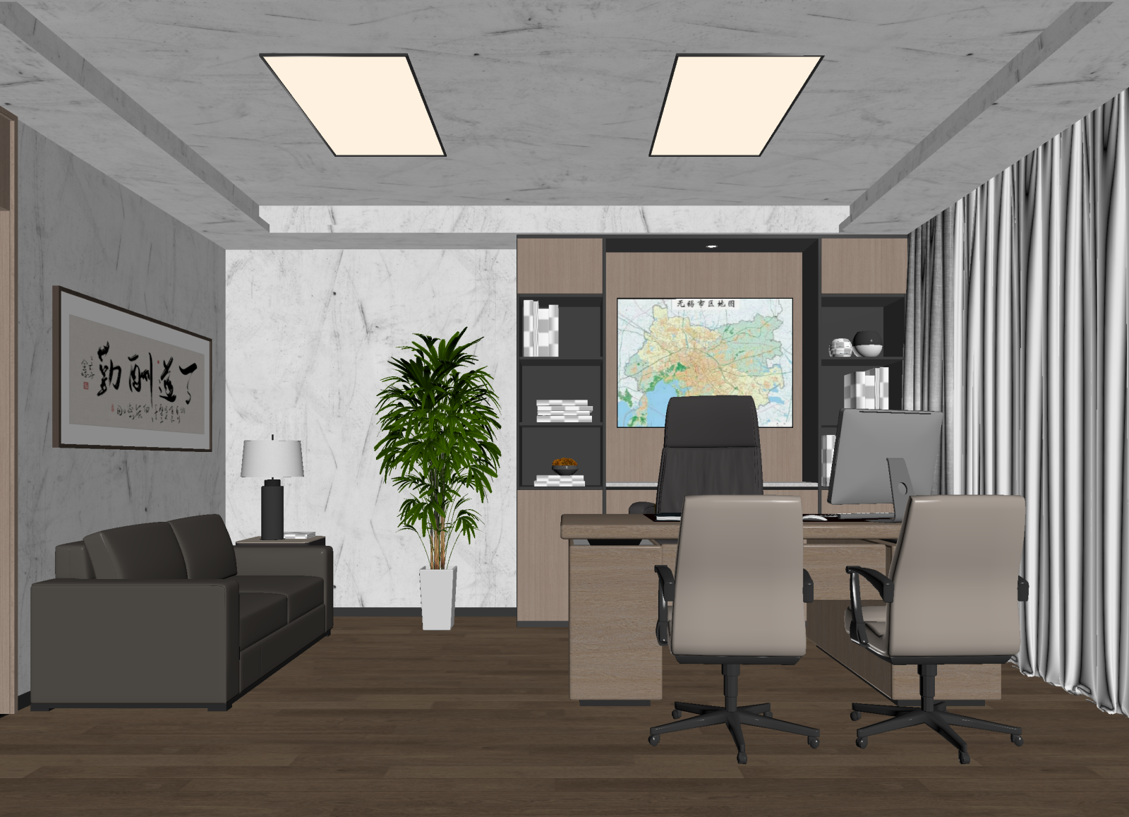 现代经理办公室3D模型下载【ID:1214780428】