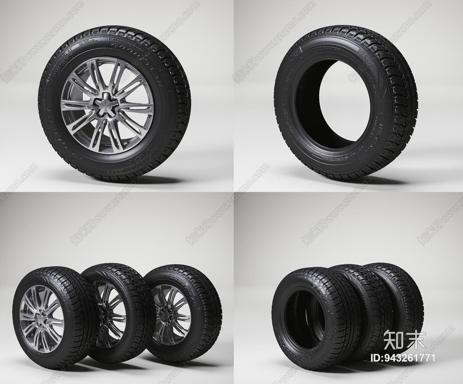 现代汽车轮胎3D模型下载【ID:943261771】