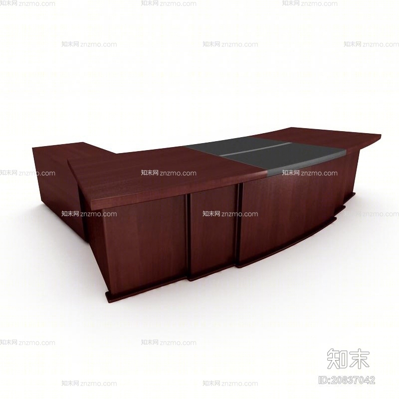 现代红木办公桌班台3D模型下载【ID:20837042】