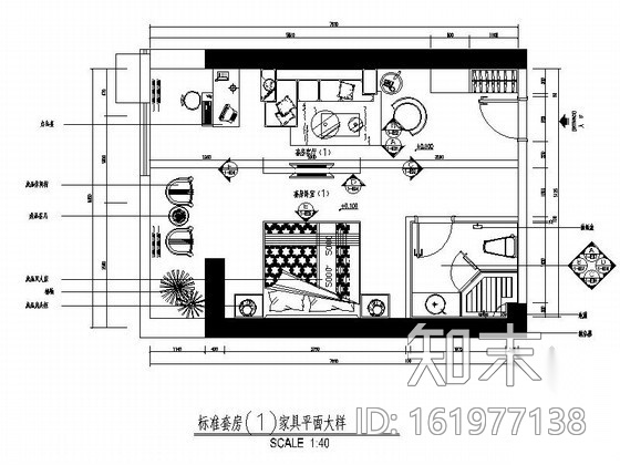 商务酒店时尚套房室内装修图（含效果）cad施工图下载【ID:161977138】