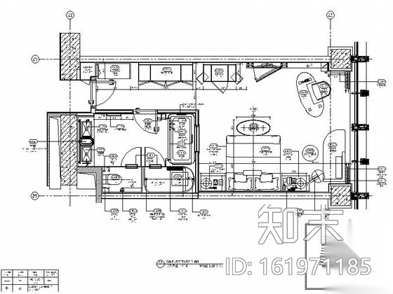 [天津]精致时尚酒店客房样板房设计施工图(含效果）施工图下载【ID:161971185】