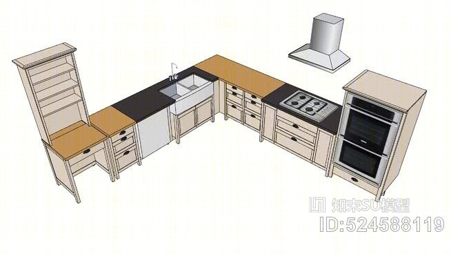我家的厨房橱柜SU模型下载【ID:524588119】