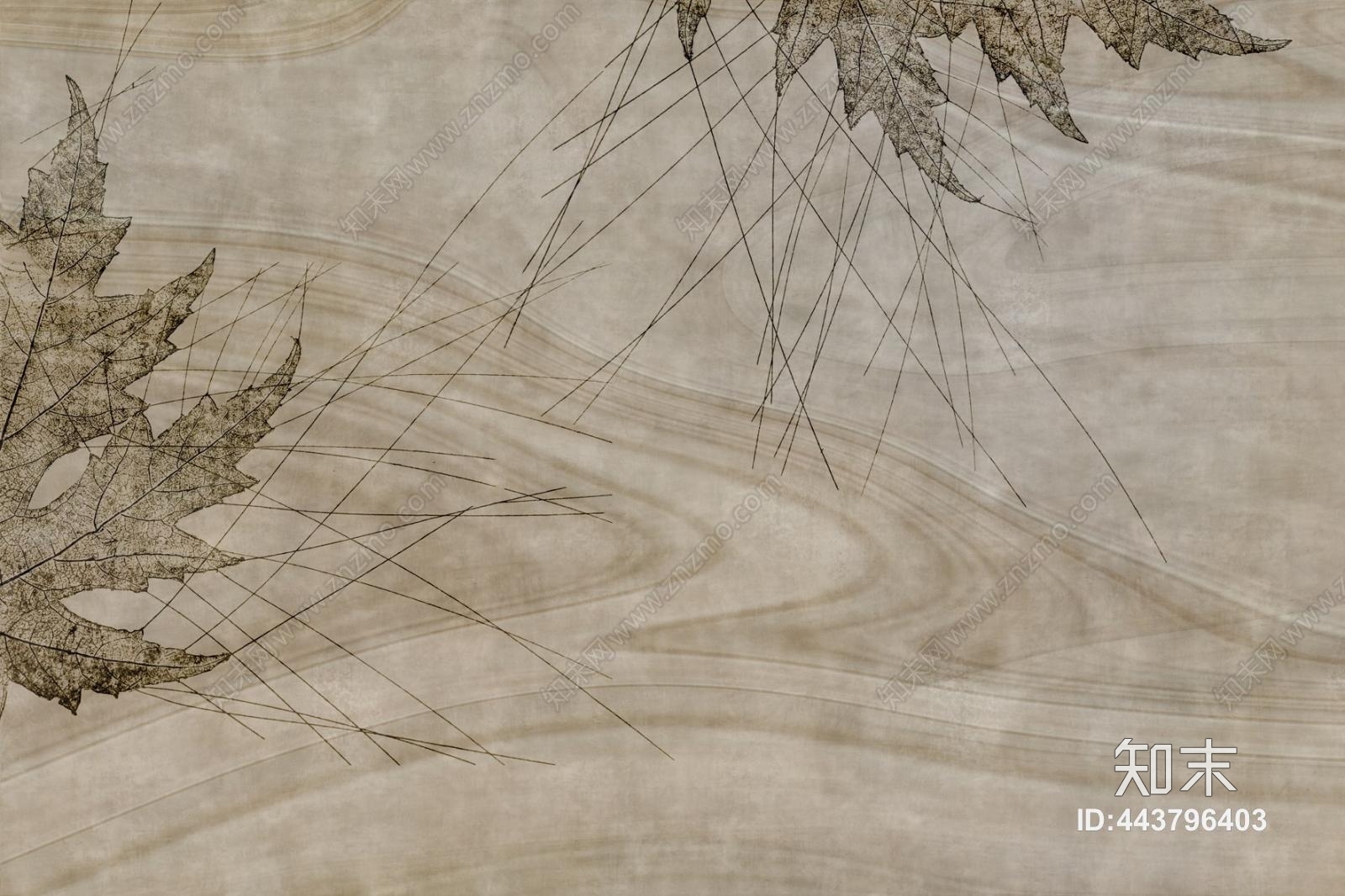 现代简约暖色植物装饰壁纸壁画贴图下载【ID:443796403】