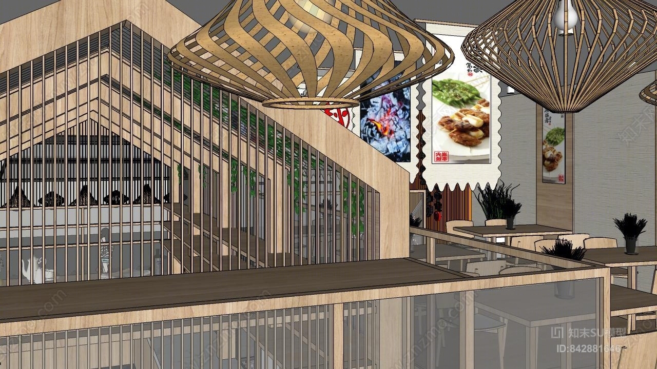 日式餐厅SU模型下载【ID:842881646】