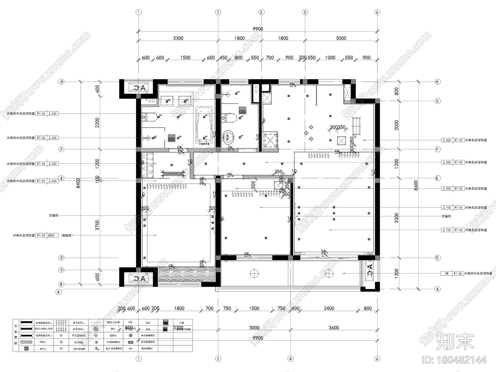 [苏州]鲁能79㎡三居家装样板间​装修施工图施工图下载【ID:180482144】