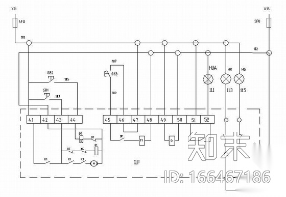 DW15型断路器电气控制原理图cad施工图下载【ID:166467186】