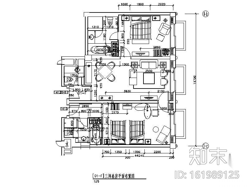 某国际度假酒店三套房竣工图施工图下载【ID:161989125】