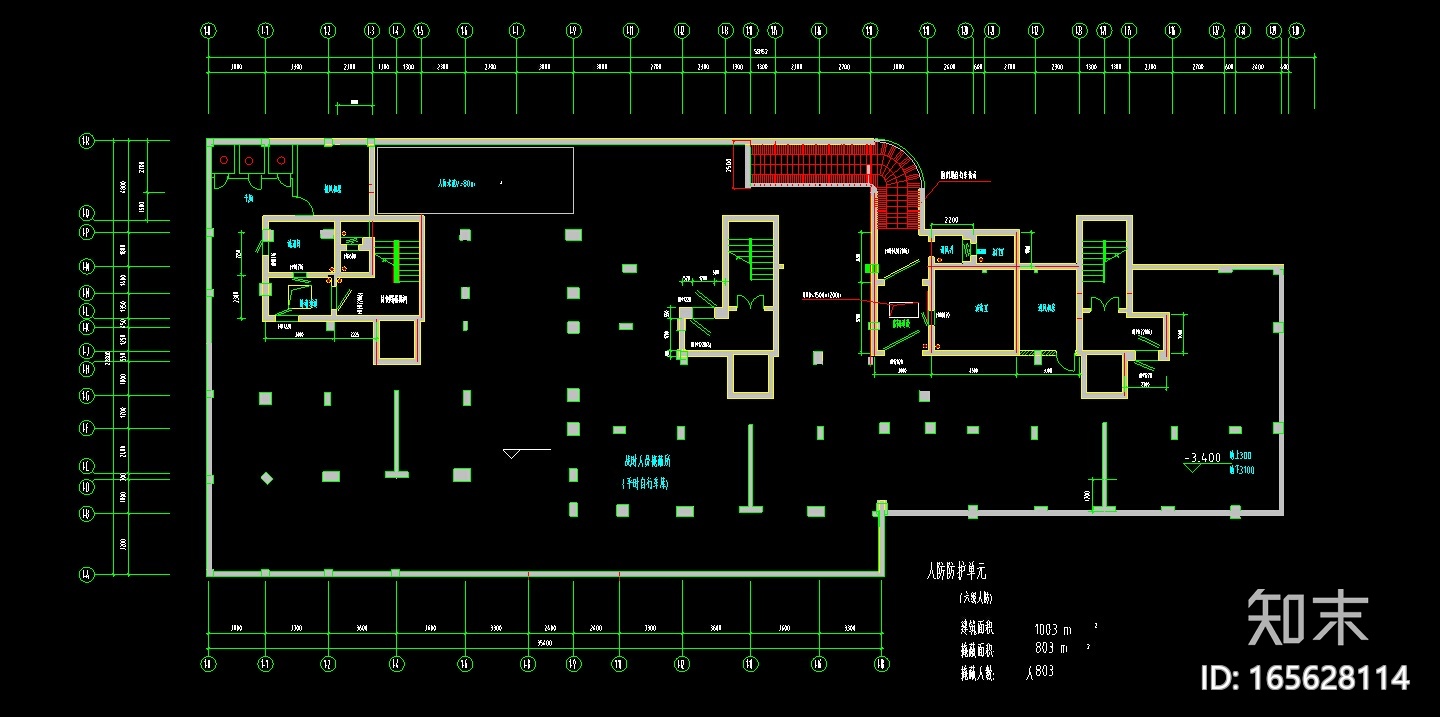 人防建筑设计方案施工图（CAD）cad施工图下载【ID:165628114】