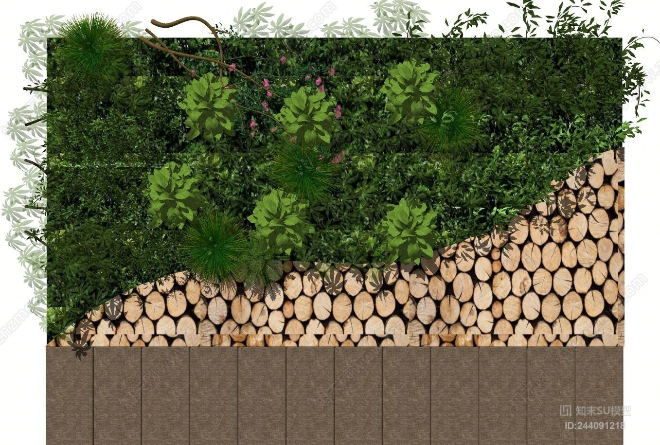 现代植物背景墙SU模型下载【ID:244091218】