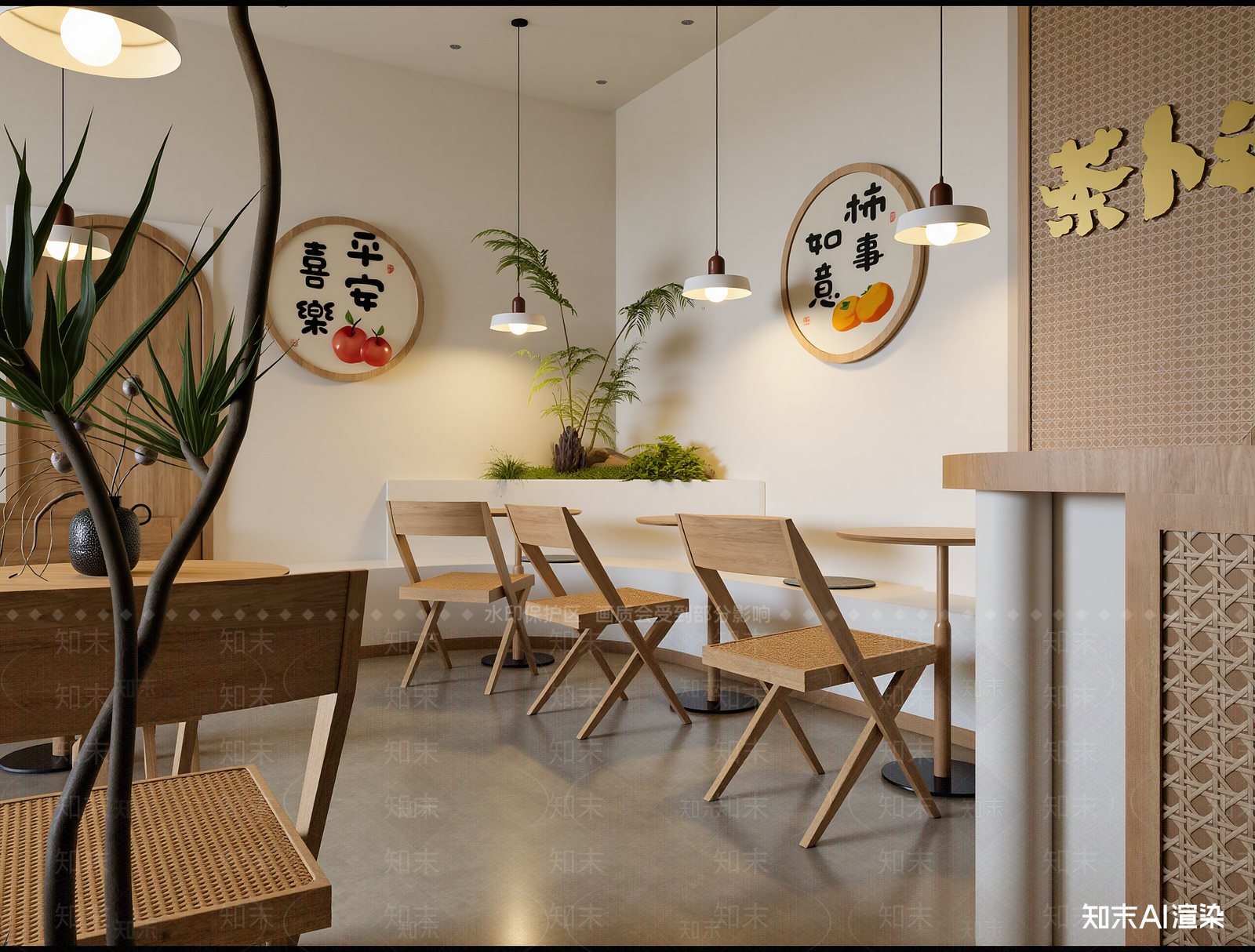 现代奶茶店3D模型渲染效果图