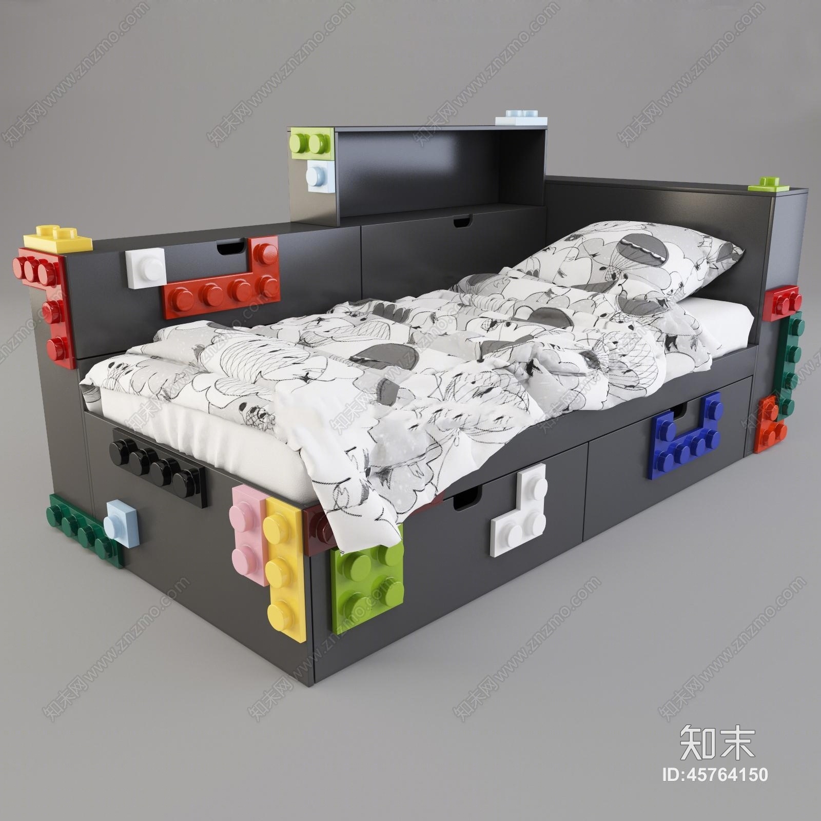 现代儿童积木床3D模型下载【ID:45764150】