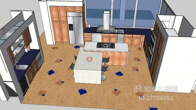 别墅开放厨房SU模型下载【ID:27704992】