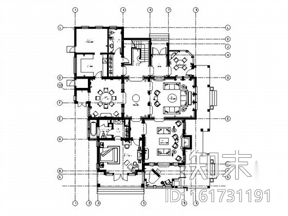 [上海]公馆三层欧式豪华庄园别墅装修图（含效果）施工图下载【ID:161731191】