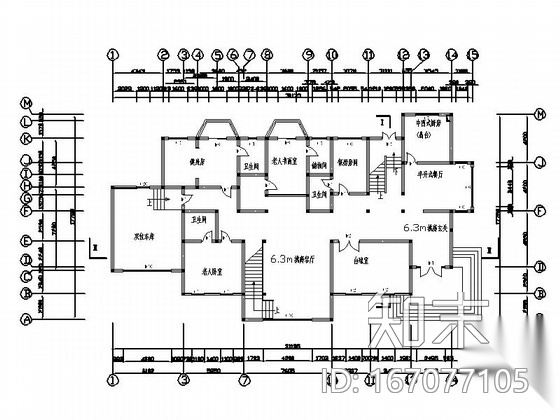 [毕业设计]某别墅建筑施工图（含效果图）cad施工图下载【ID:167077105】