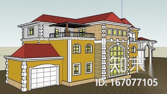 [毕业设计]某别墅建筑施工图（含效果图）cad施工图下载【ID:167077105】