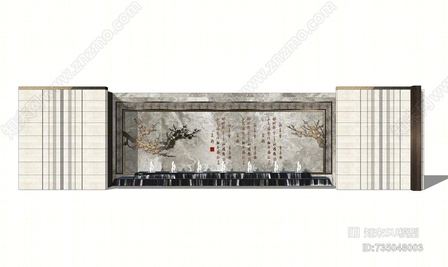 新中式景墙SU模型下载【ID:735048003】
