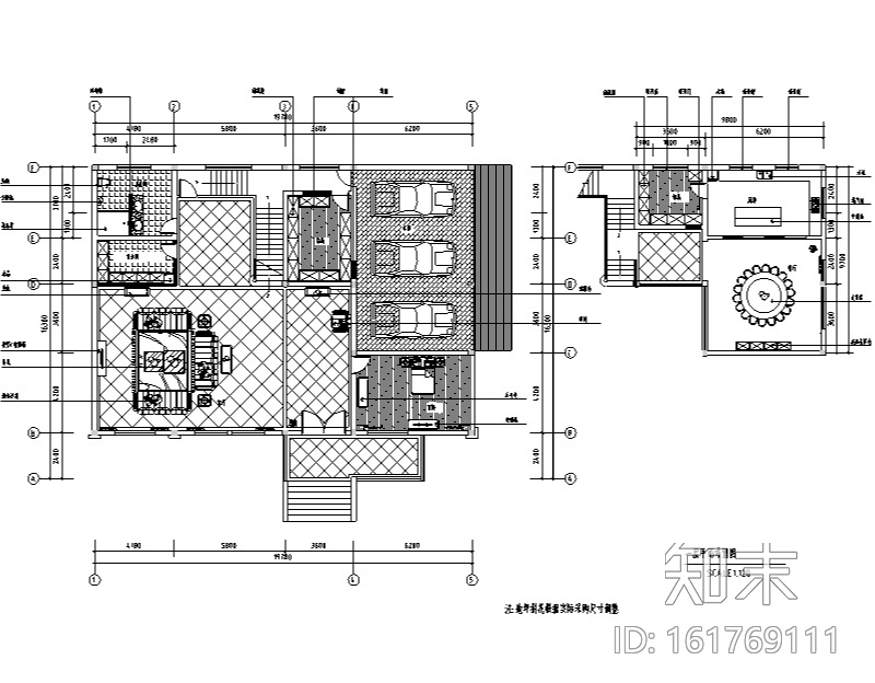 欧式风格望江府邸三层别墅设计施工图（附效果图）cad施工图下载【ID:161769111】