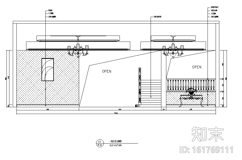 欧式风格望江府邸三层别墅设计施工图（附效果图）cad施工图下载【ID:161769111】