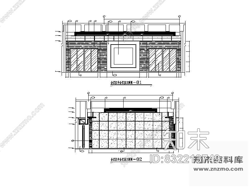 图块/节点中会议室立面图cad施工图下载【ID:832213749】