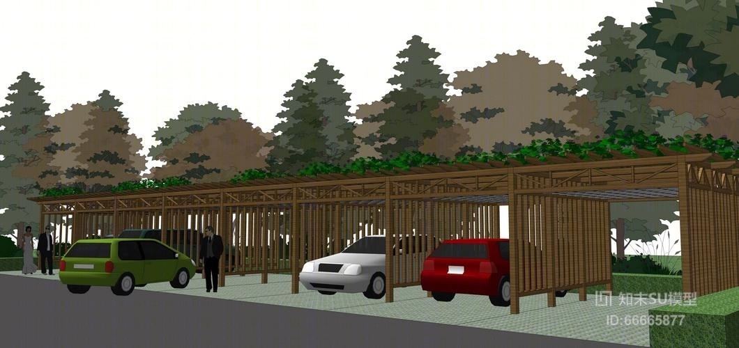 停车场雨棚SU模型下载【ID:66665877】