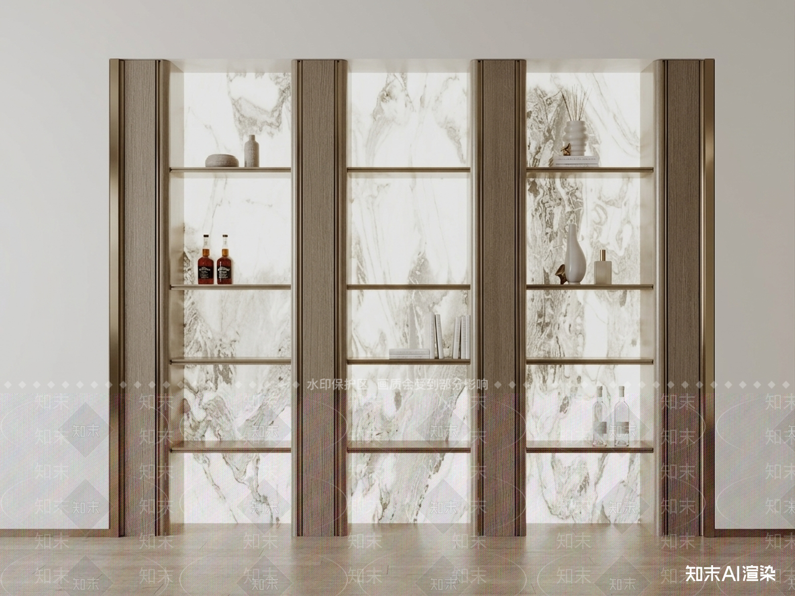 玻璃展示柜墙酒柜3D模型下载【ID:1227383706】