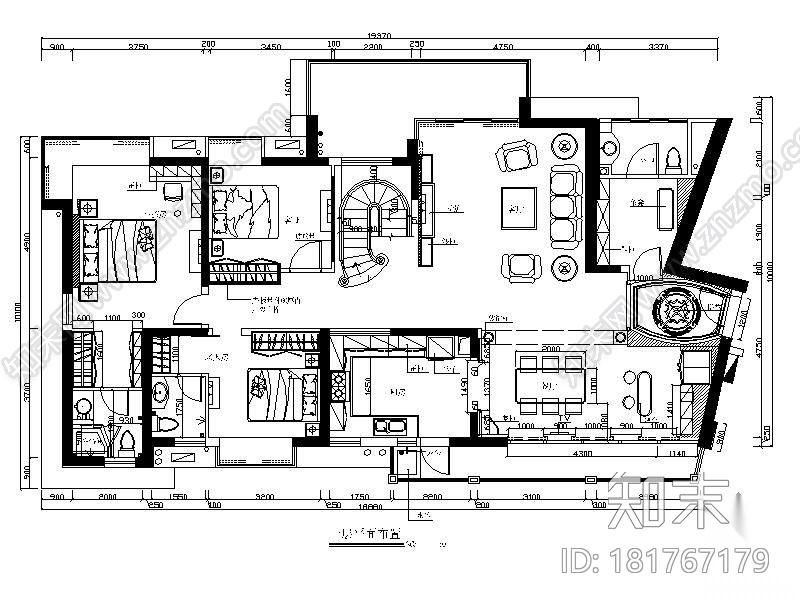 [广东]海景别墅样板施工图cad施工图下载【ID:181767179】