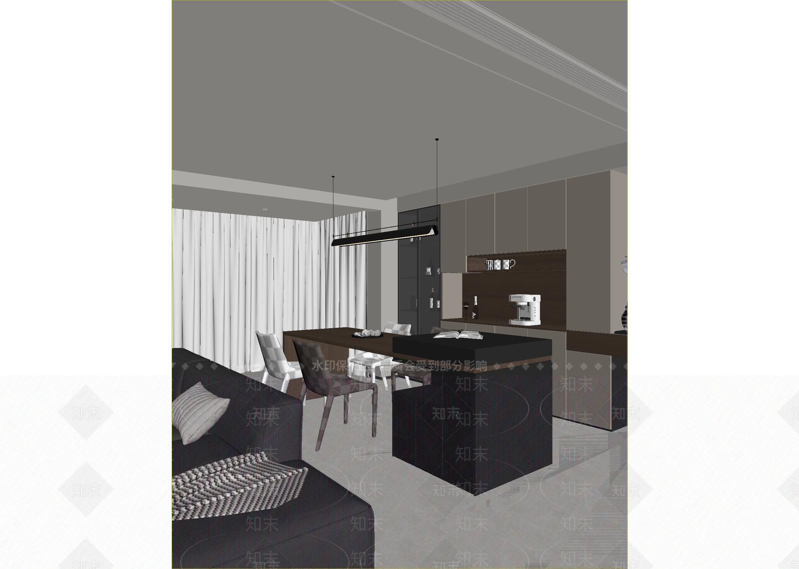 现代客餐厅3D模型下载【ID:1214792697】