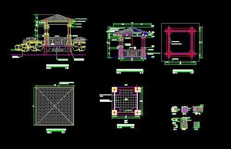 特色景观四角亭CAD施工详图cad施工图下载【ID:149599193】