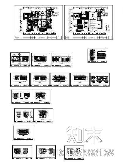 [毕业设计]四室两厅设计图cad施工图下载【ID:165588169】