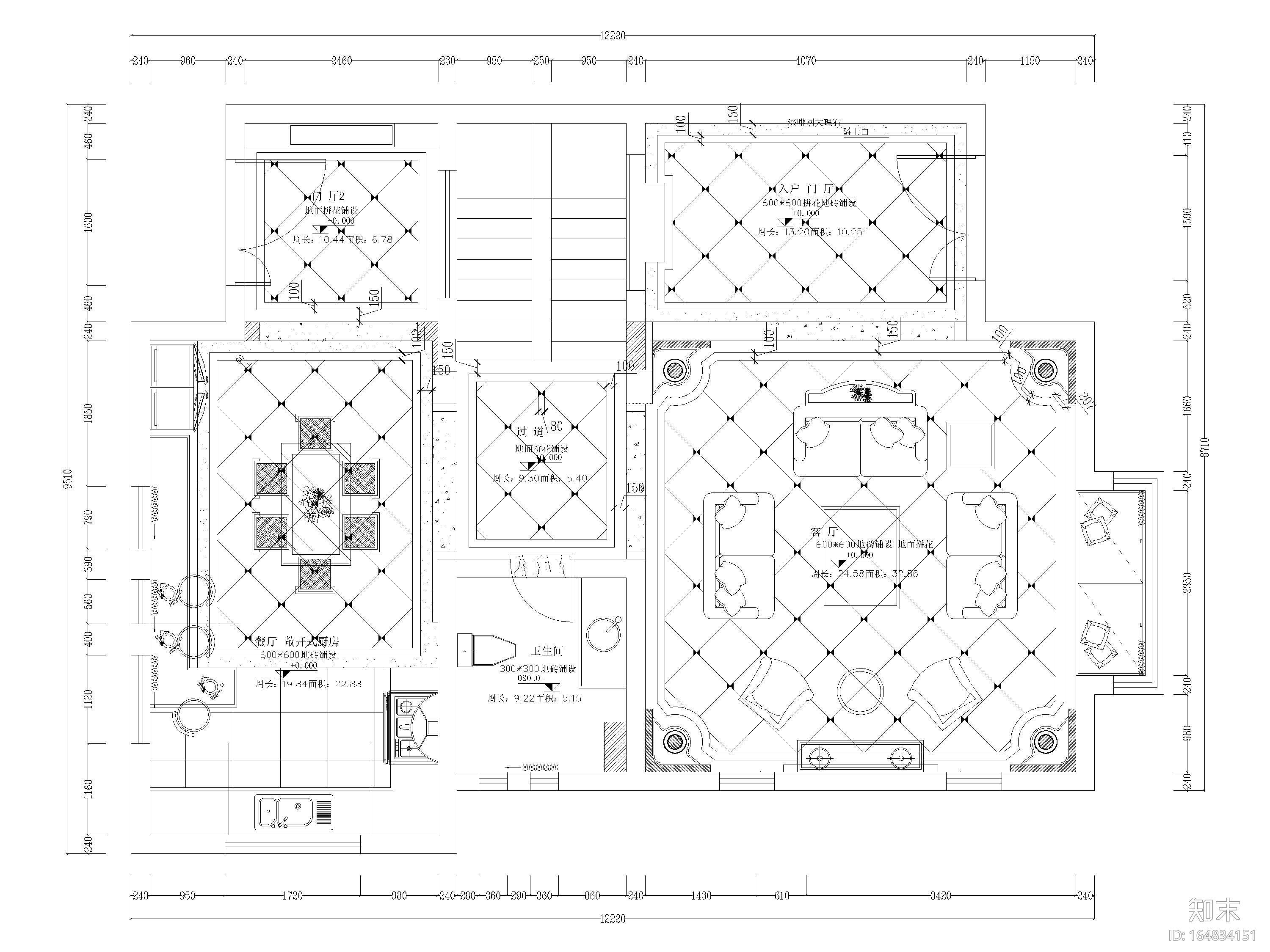 [湖南]325㎡欧式四居室三层别墅施工图+实景cad施工图下载【ID:164834151】