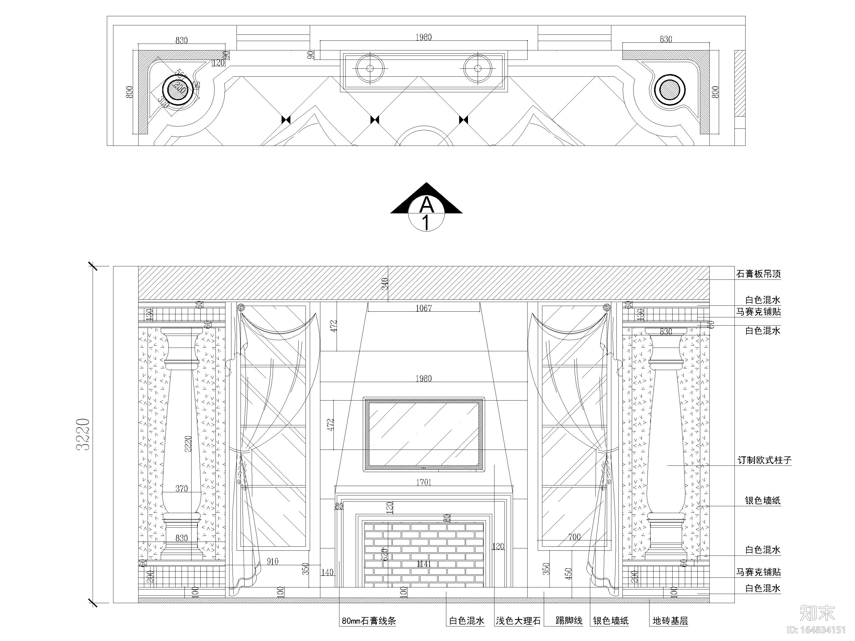 [湖南]325㎡欧式四居室三层别墅施工图+实景cad施工图下载【ID:164834151】