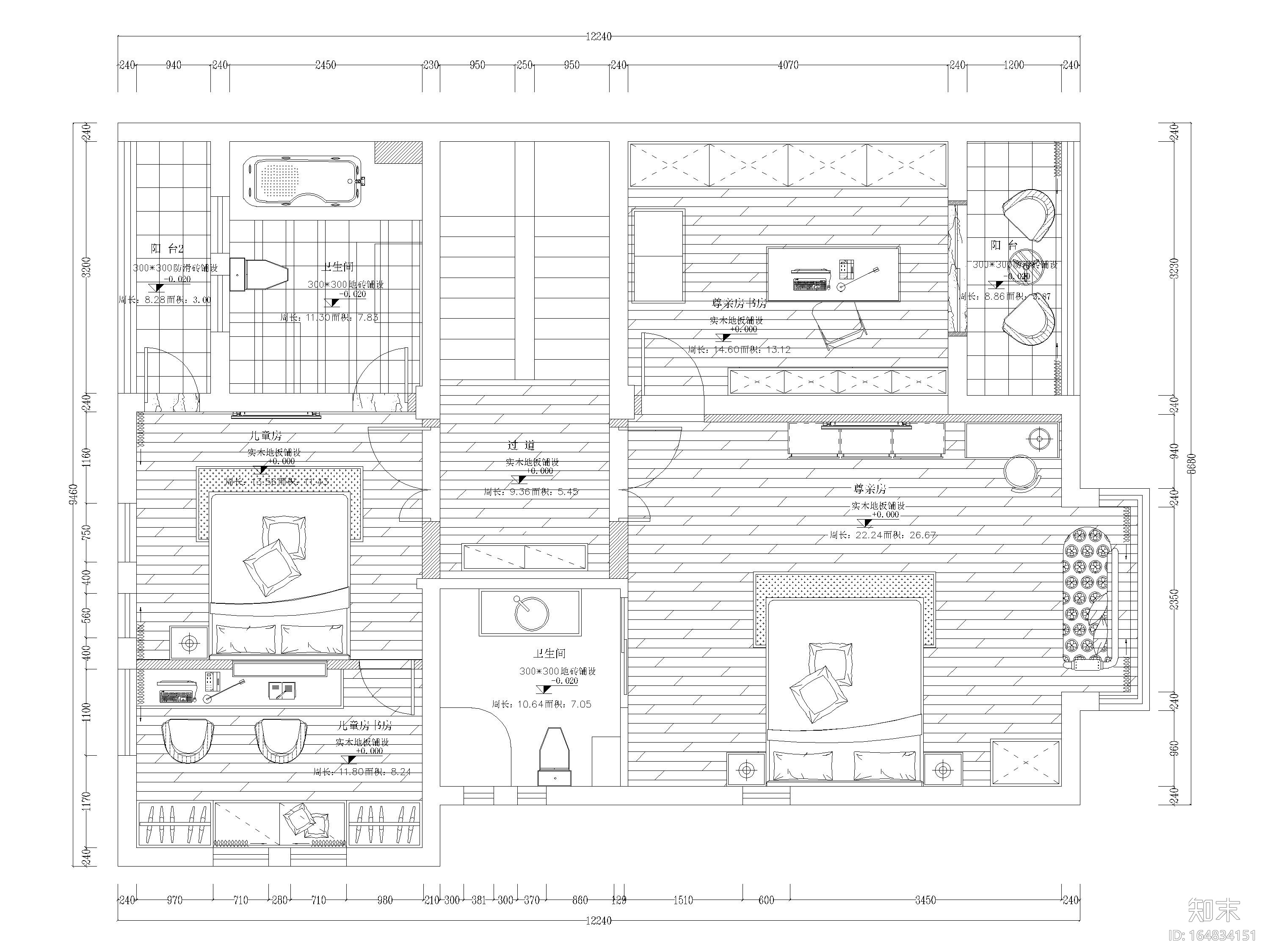 [湖南]325㎡欧式四居室三层别墅施工图+实景cad施工图下载【ID:164834151】