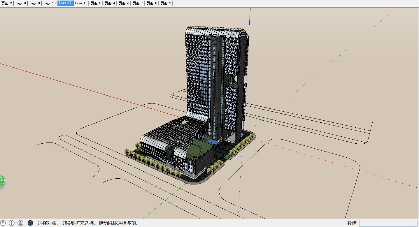 [南京]现代风格综合楼办公楼（CAD+SU+文本）cad施工图下载【ID:165944115】