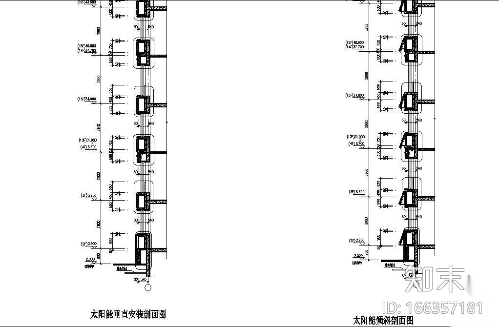 太阳能集热器安装大样图cad施工图下载【ID:166357181】