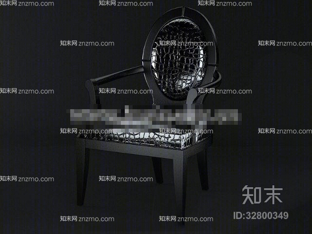 现代黑色木艺扶手椅3D模型下载【ID:32800349】