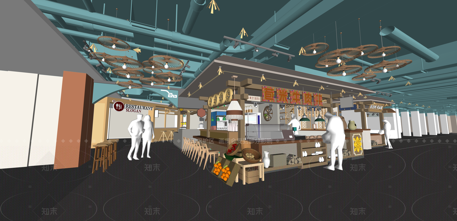 复古快餐店SU模型下载【ID:1216012760】