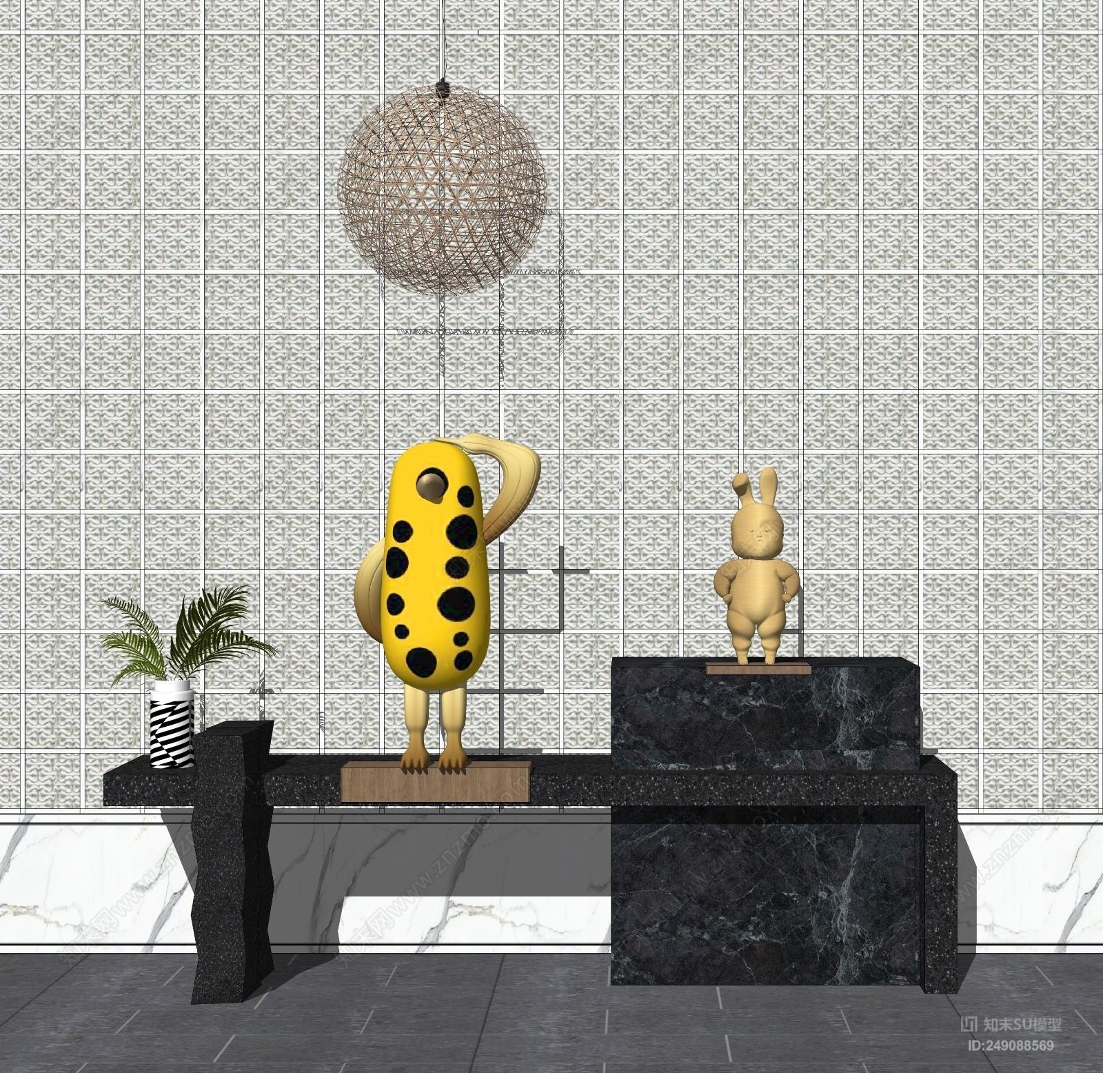 现代风格展示架SU模型下载【ID:249088569】