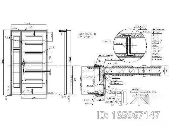 子母防盗门cad施工图下载【ID:165967147】