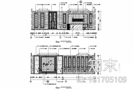 [上海]优雅舒适粤菜酒楼豪华包间装修图cad施工图下载【ID:161705109】