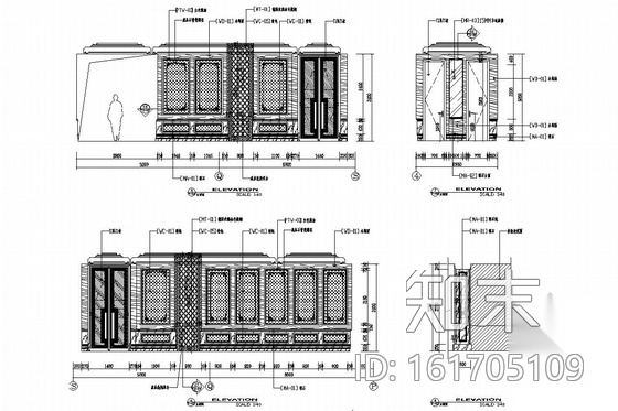 [上海]优雅舒适粤菜酒楼豪华包间装修图cad施工图下载【ID:161705109】