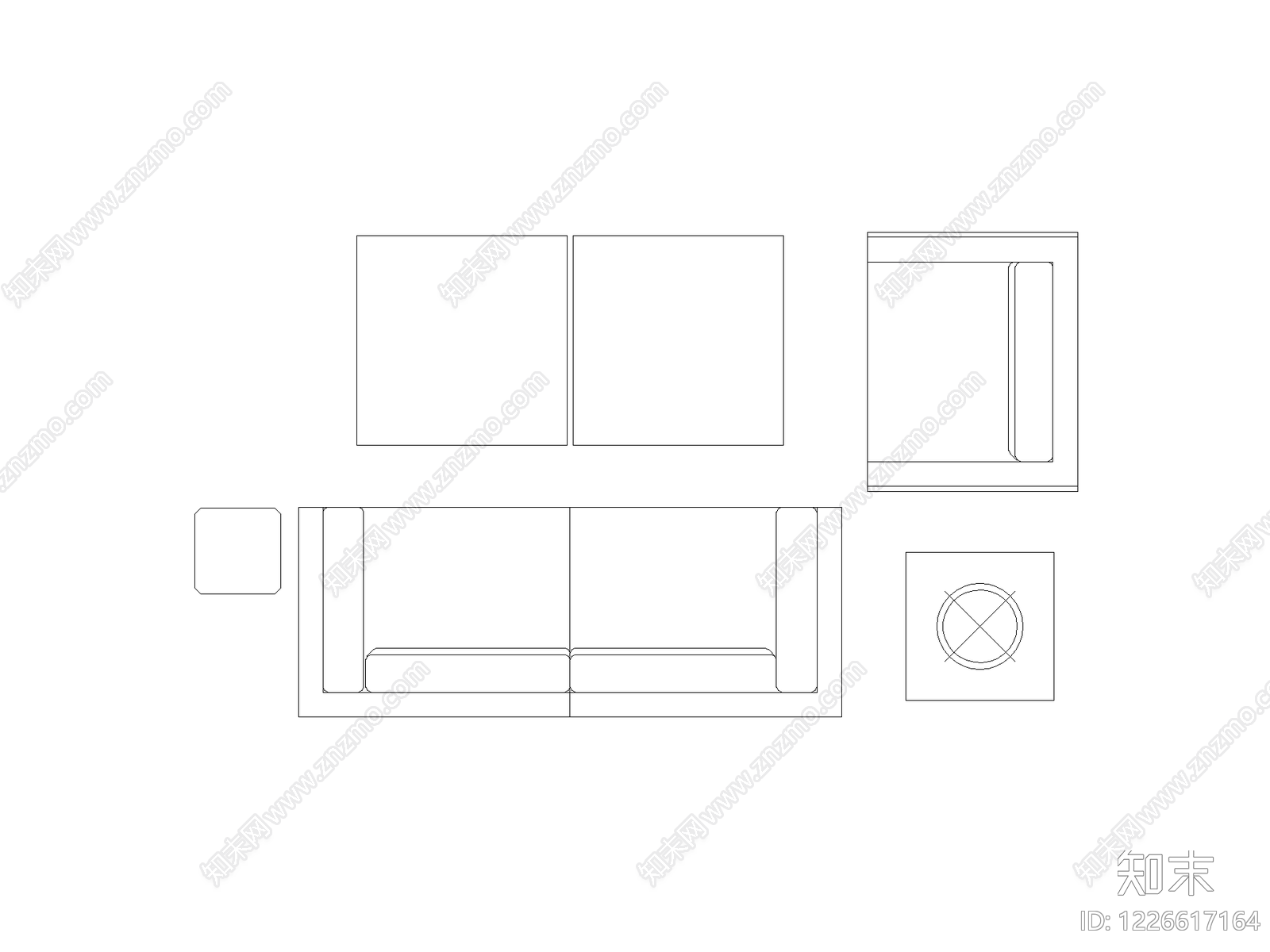 沙发cad施工图下载【ID:1226617164】