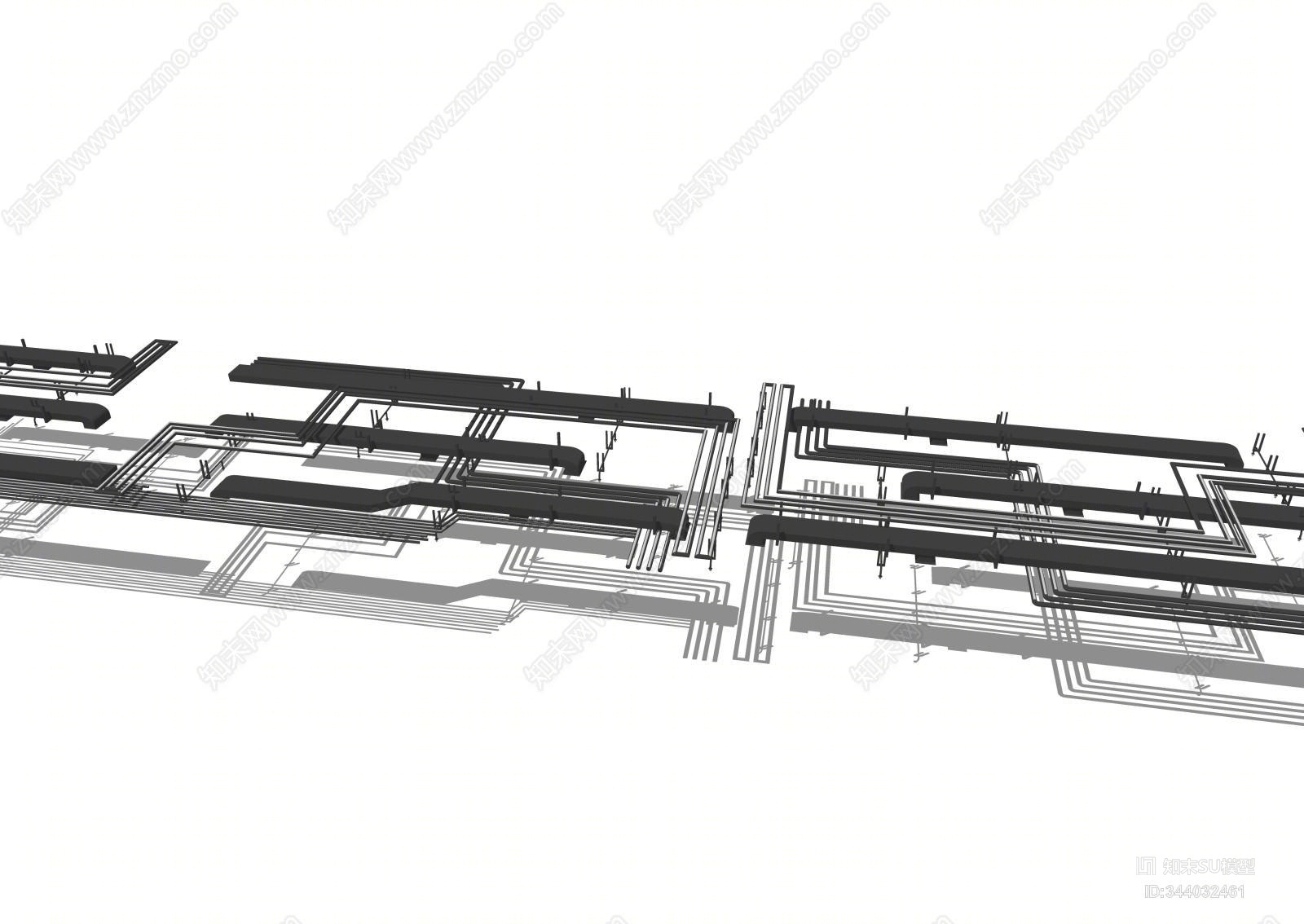 工业风天花管道SU模型下载【ID:344032461】